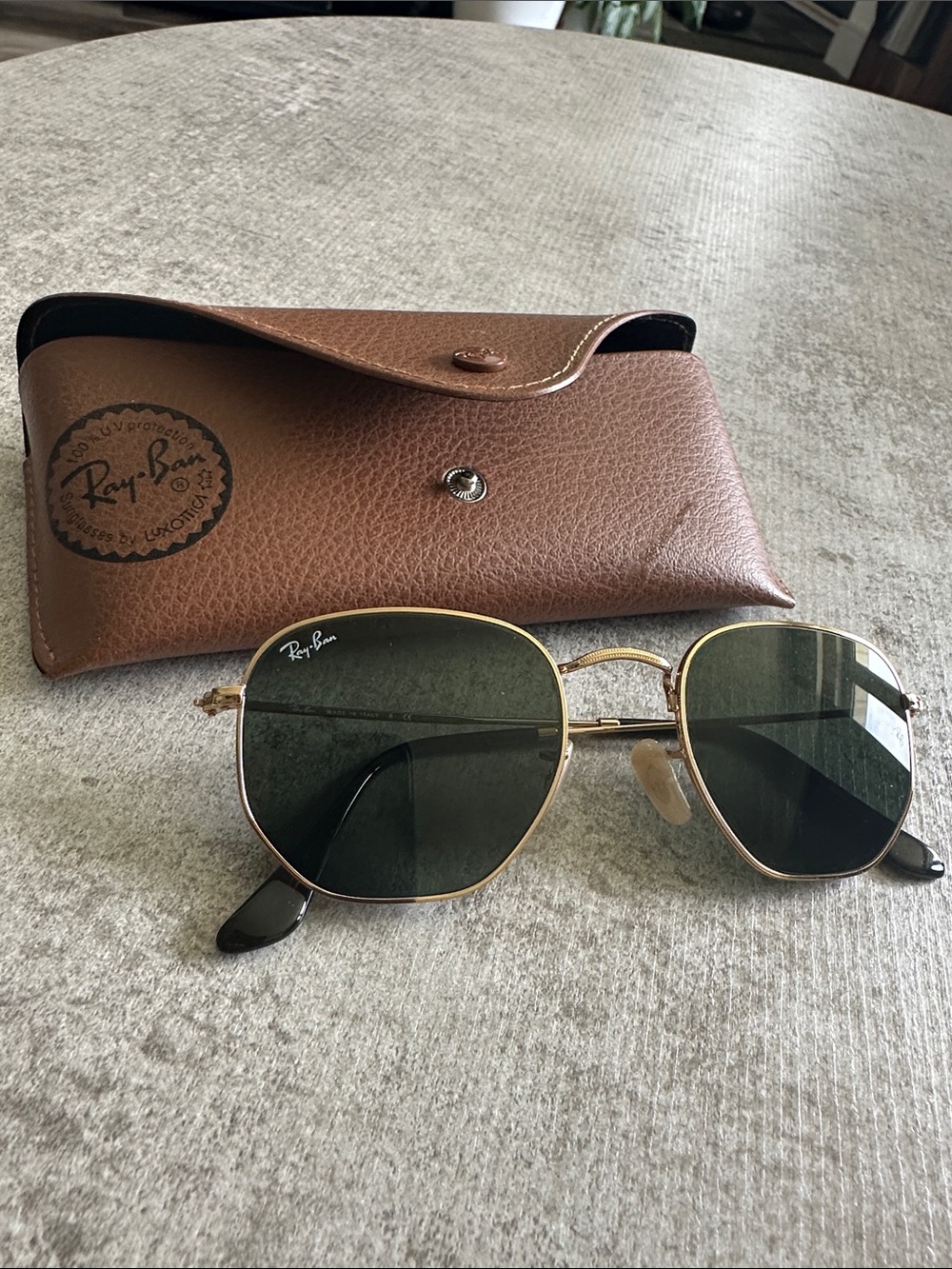 Ray-Ban 3548-n Gold Frame Sunglasses with Green Lenses